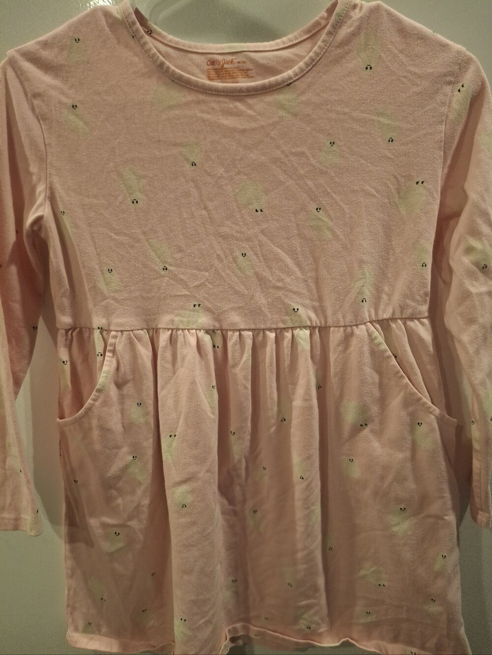 Cat & Jack Light Pink Ghost Long Sleeve Pocket Dress